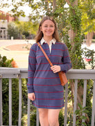 Rose & Lee Co Maggie Dress, Navy/Cabernet Stripe by Marine Layer Casual Dresses