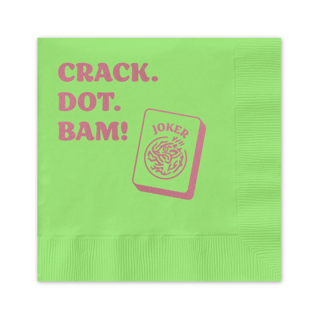 Rose & Lee Co Cocktail Napkin, Crack Dot Bam Mahjong Drinkware