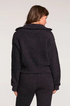 Black Fuzzy and Soft Cropped Half-Zip Sweatshirt