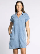 Short Sleeve Mini Length Denim Dress