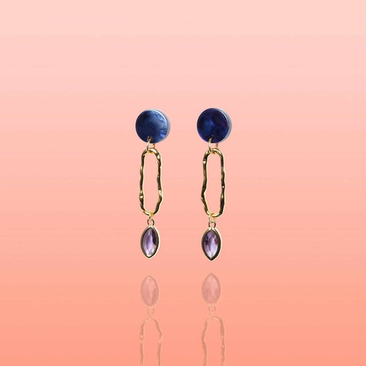 Rose & Lee Co Marina Oval Hoops, Deep Blue Earrings
