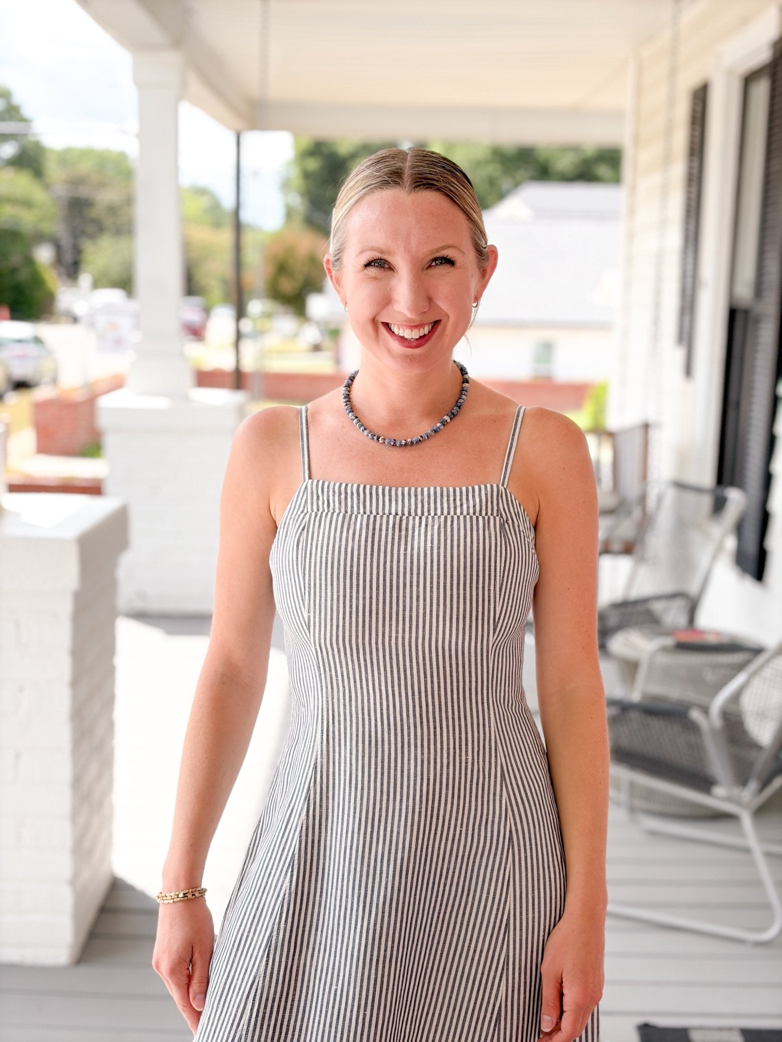 Rose & Lee Co Lucia Dress, Navy/Cream Stripe by Marine Layer Casual Dresses