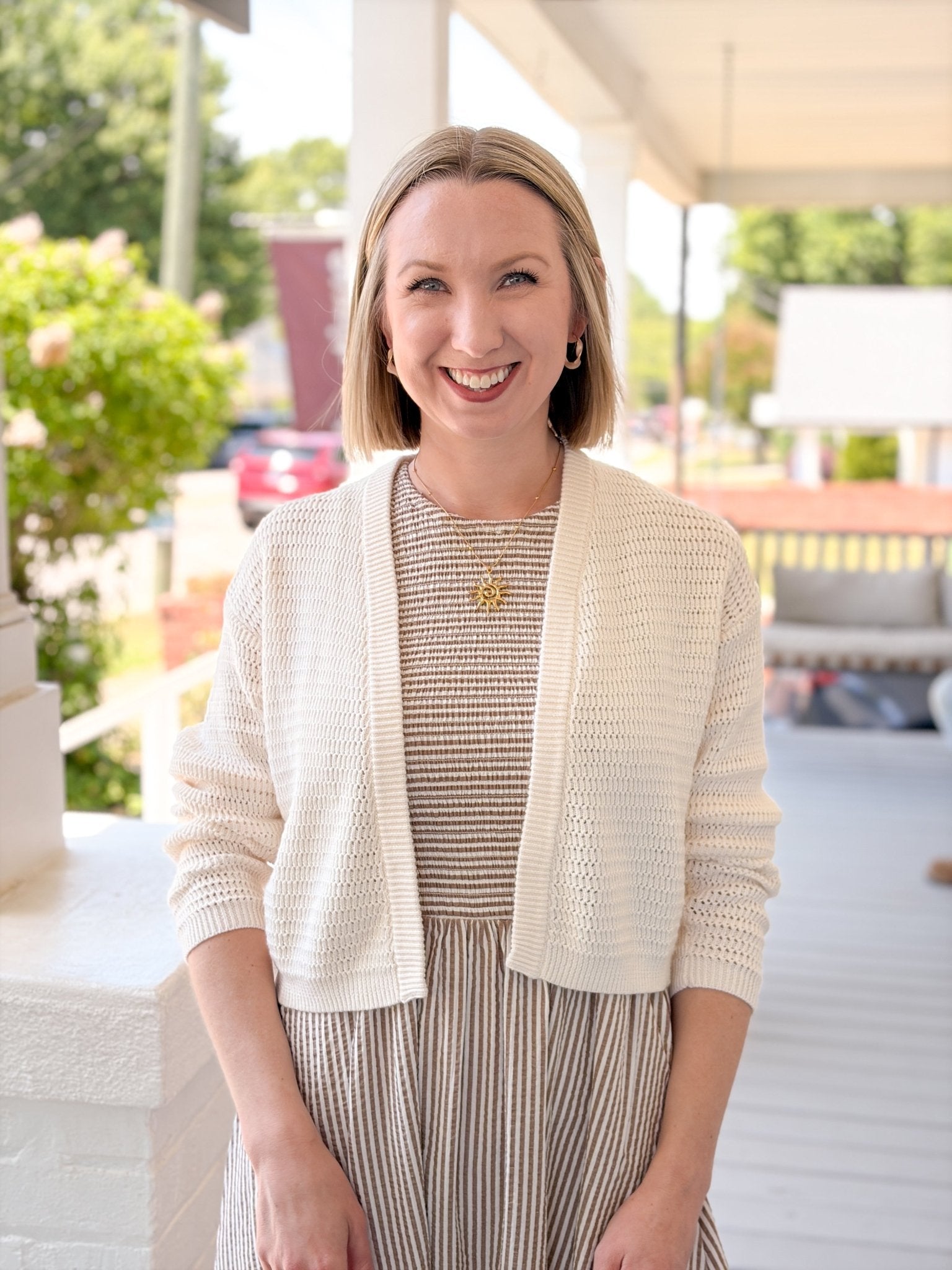 Rose & Lee Co Anacapa Cardigan, Antique White by Marine Layer Cardigan