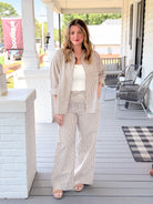 Rose & Lee Co Josie Pants, Mocha Stripe by Marine Layer Pants
