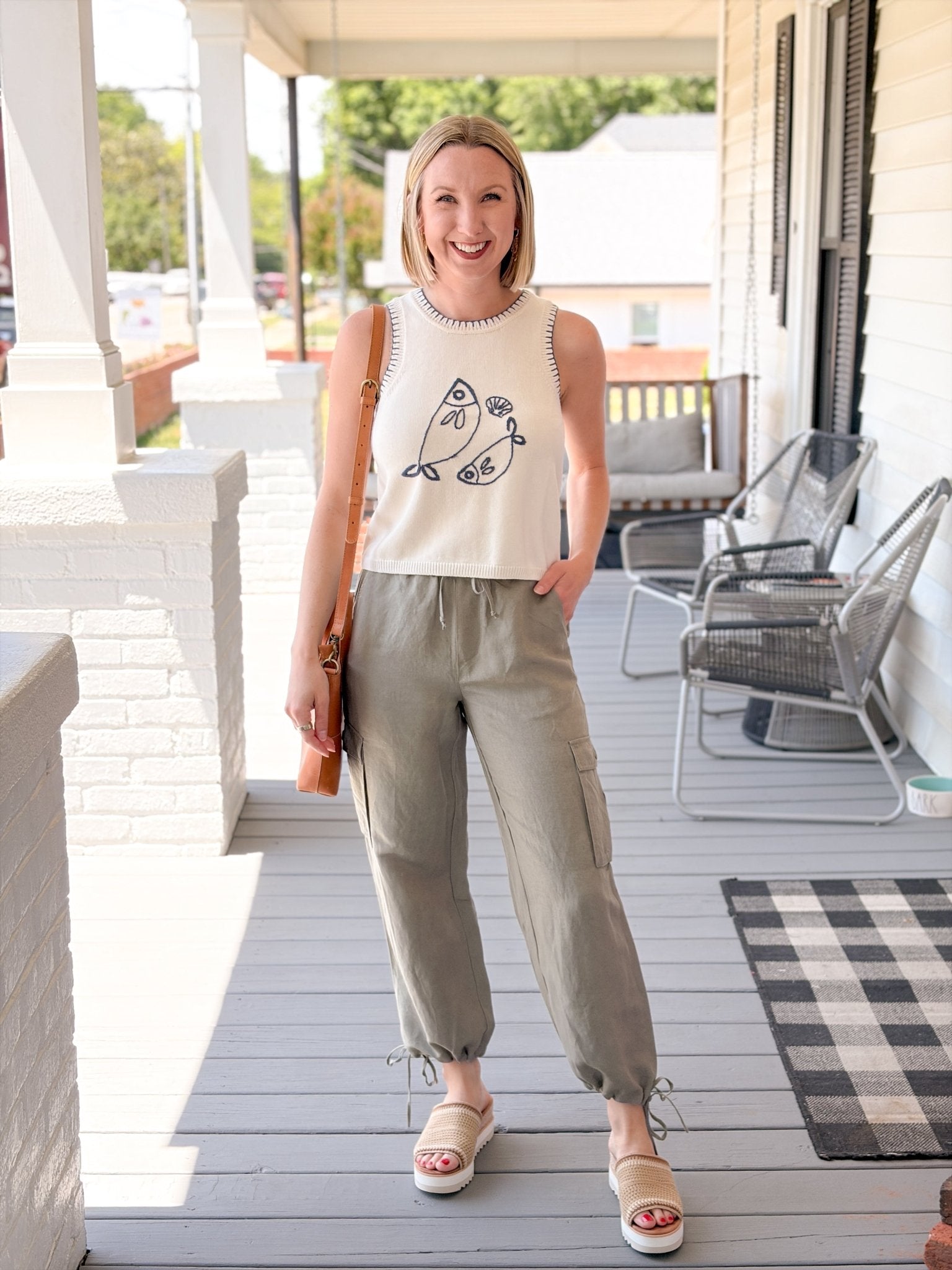 Rose & Lee Co Linen Cargo Pants, Sage by Marine Layer Pants