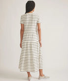 White and Black Striped Short Sleeve Dress