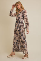 Floral Long Sleeve Surplice Maxi Dress