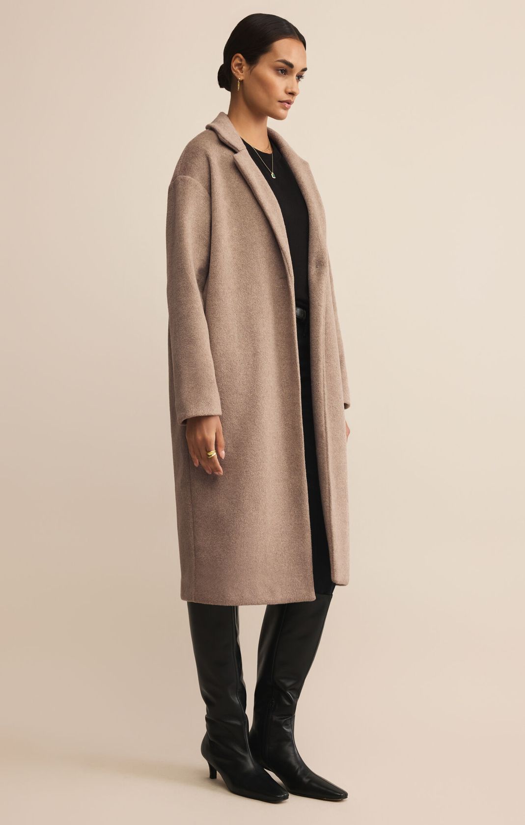 Long Sleeve Heathered Luxe Oversized Coat