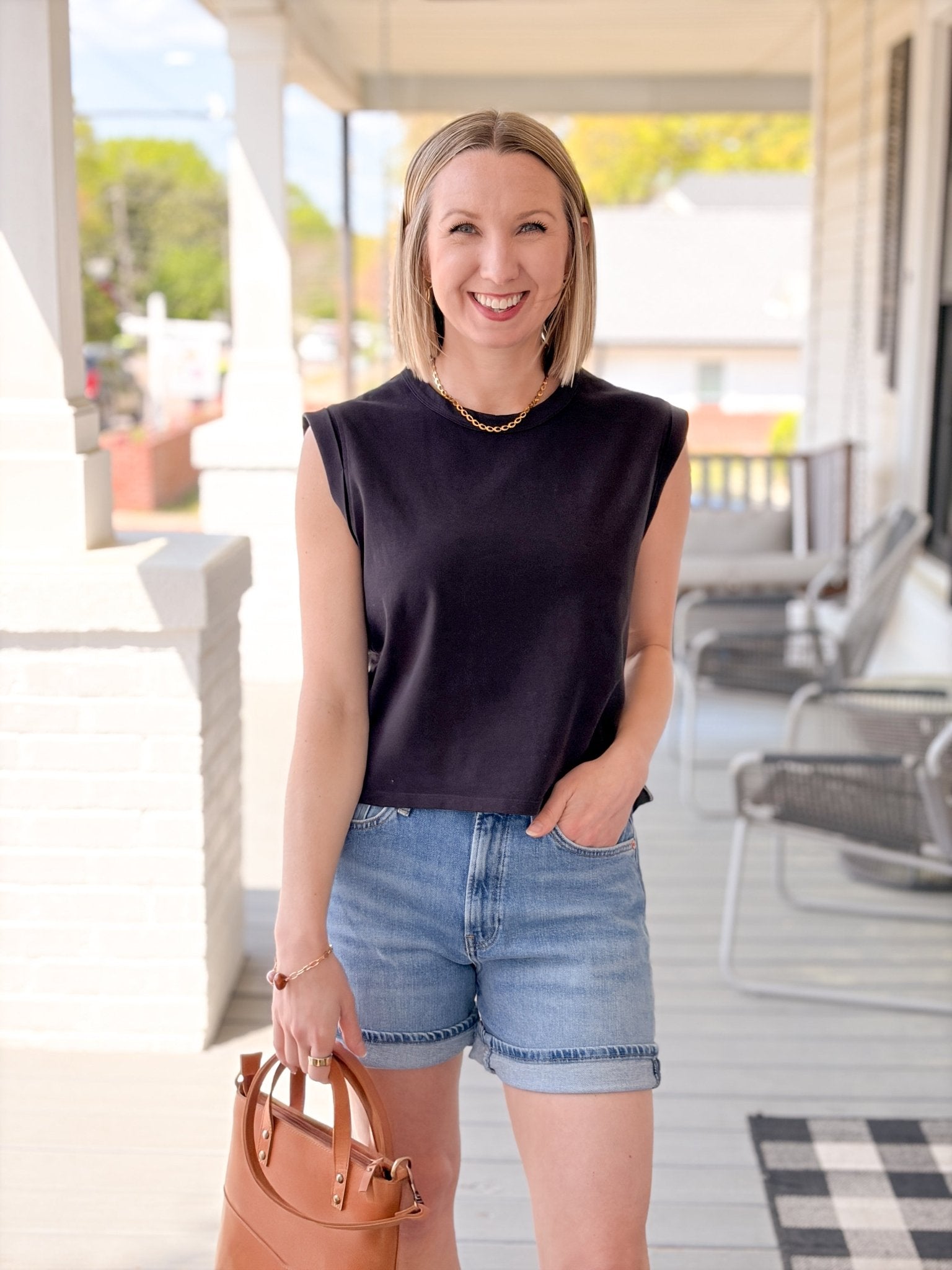 Rose & Lee Co Heidi Long Jean Shorts, Light Brushed Classic Blue by Mavi Jeans Denim Shorts