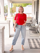 Rose & Lee Co Riley Top, Red by Mavi Jeans short sleeve