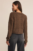 Brown Textured Gold Button Cardigan