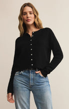 Black Long Sleeve Button Front Cardigan