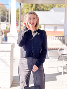 Black Long Sleeve Button Front Cardigan