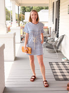 Rose & Lee Co Sapphire Waves Dress, Blue/White Casual Dresses