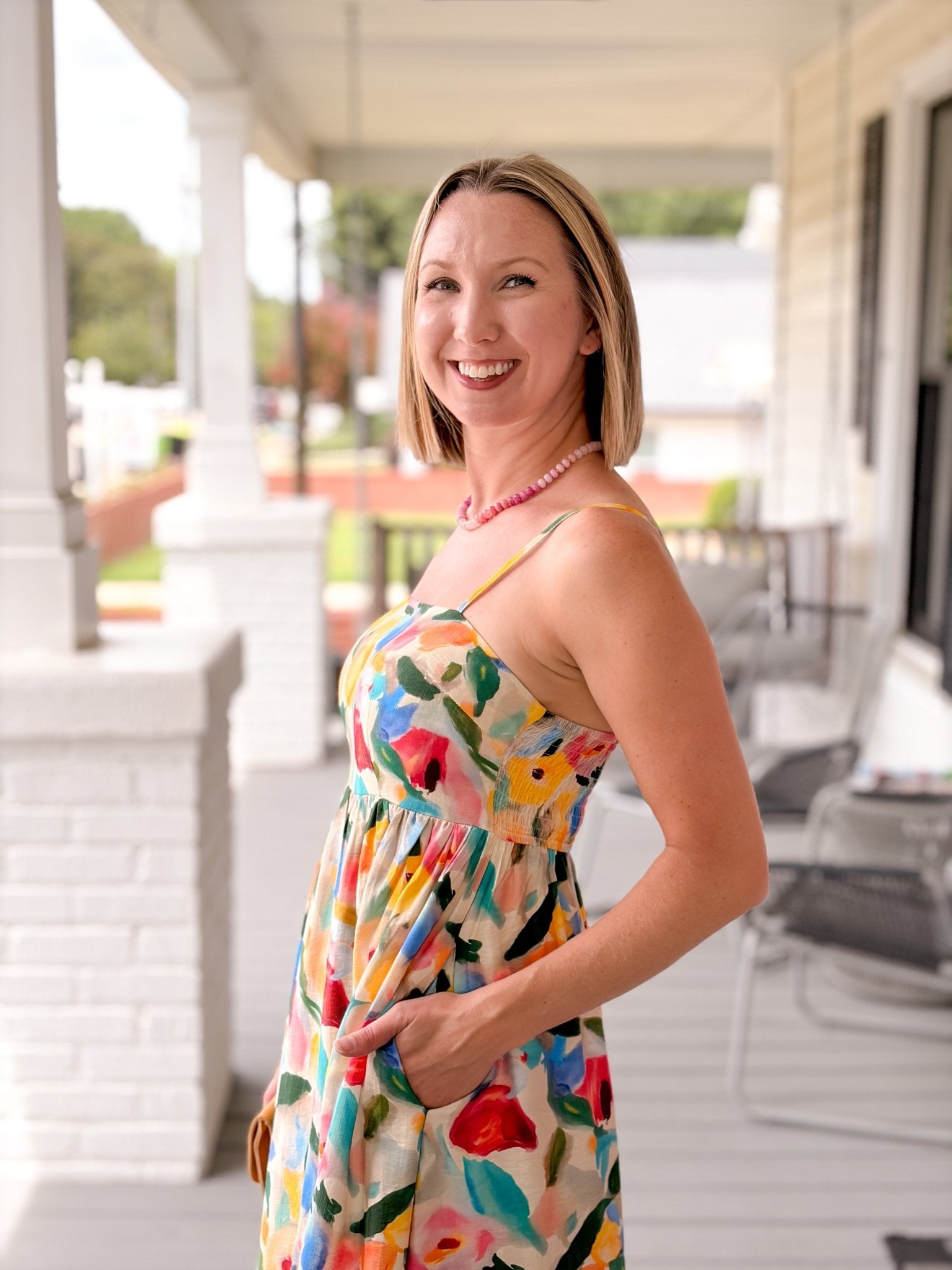 Rose & Lee Co Bloom Dress, Watercolor Floral Casual Dresses