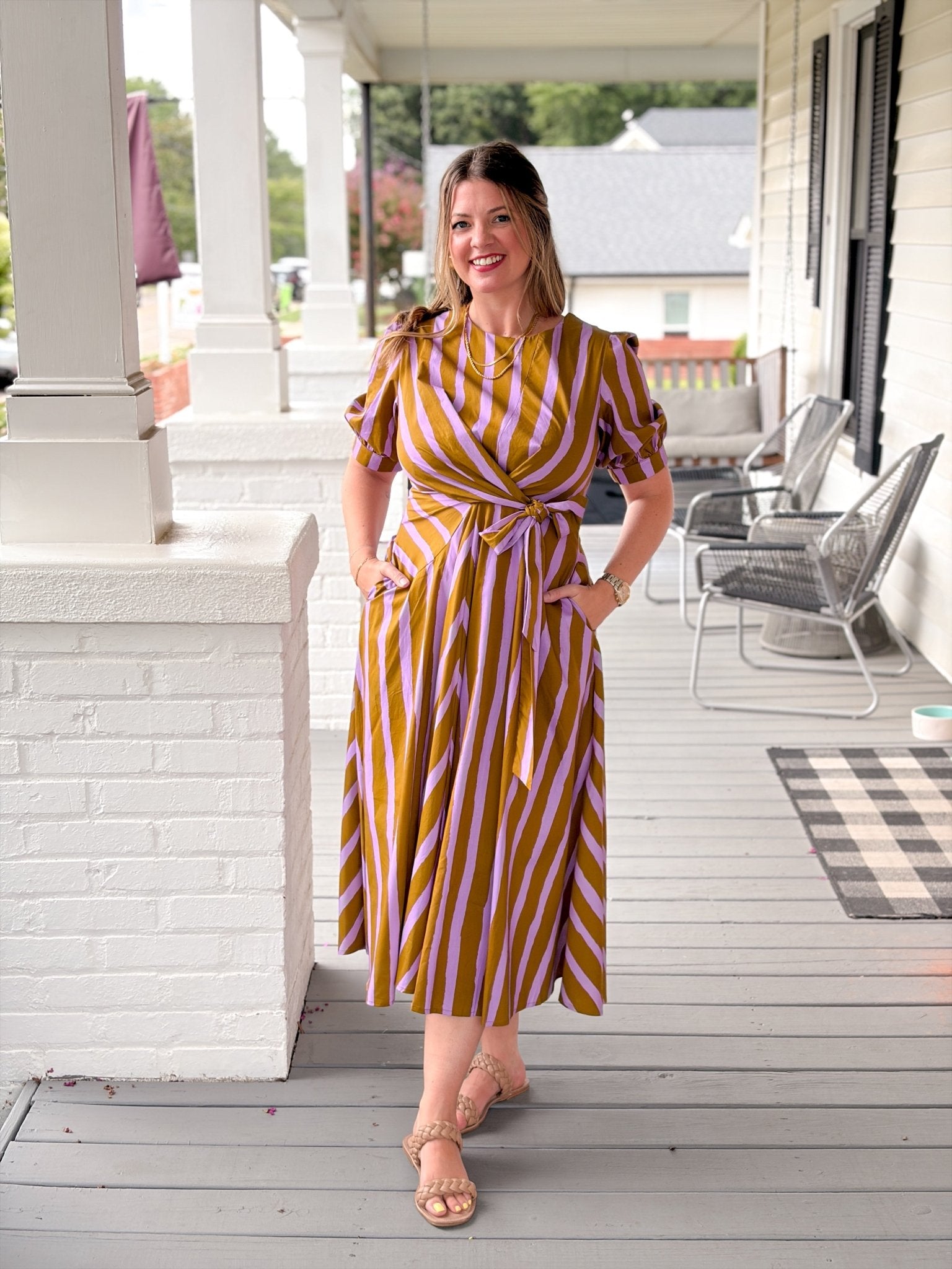 Rose & Lee Co Bella Dress, Abstract Stripes Work Dress