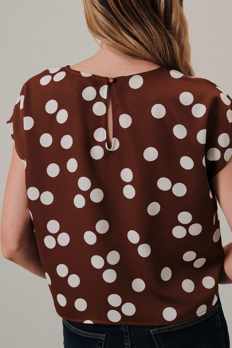 Rose & Lee Co Melany Top, Camel/Ivory Dot Work Tops