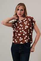 Rose & Lee Co Melany Top, Camel/Ivory Dot Work Tops