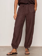 Rose & Lee Co Melody Linen Balloon Pants, Rich Soil by Sanctuary Pants
