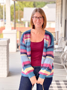 Multi-Colored Striped Long Sleeve Cardigan