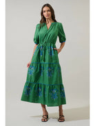 Green Midi Length Floral Print Dress