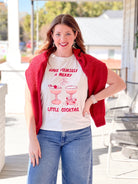 Vintage White Graphic Tee that says "Have Yourself a Merry Little Cocktail"