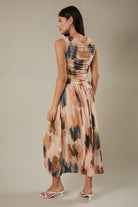Rose & Lee Co Mia Dress, Blue/Taupe Abstract Event Dress