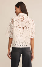 White Lace Embroidered Short Sleeve Top