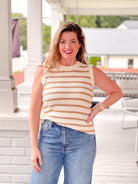 taupe stripe sweater tank