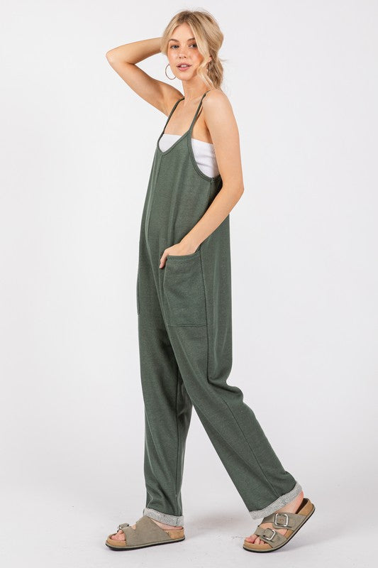 Olive Green Sleeveless Jumpsuit