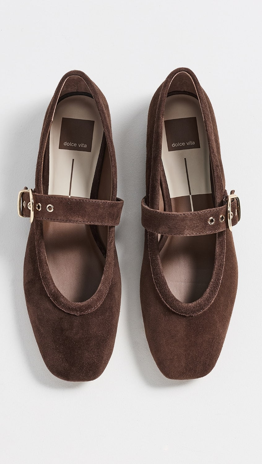 Rose & Lee Co Mikel Ballet Flats, Dark Brown Suede by Dolce Vita Accessories