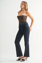 Cropped Flare Dark Denim Jeans