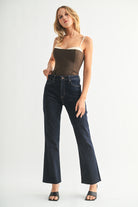 Cropped Flare Dark Denim Jeans