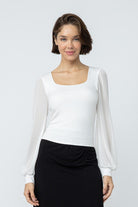 Mesh Long Sleeve Ivory Top