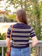 Rose & Lee Co Milena Top, Navy Multi short sleeve