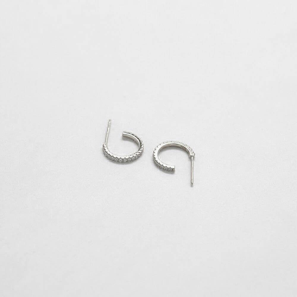 Rose & Lee Co Mini Pave Silver Hoops Earrings