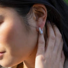 Rose & Lee Co Pearl Mini Dot Hoop Earrings, Gold Earrings