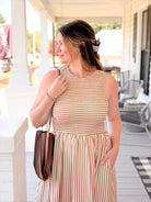 Rose & Lee Co Kira Dress, Brown Stripe Casual Dresses