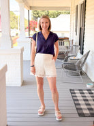 Rose & Lee Co Kelly Top, Navy Work Tops