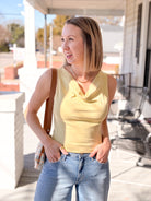 Yellow Cowl Neckline Top