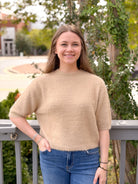 Rose & Lee Co Marilyn Top, Tan short sleeve