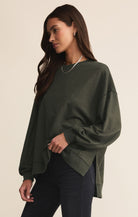 Dark Green Long Sleeve Crew Neck Sweatshirt