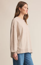 Natural Heather Long Sleeve Crew Neck Sweatshirt