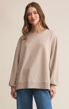 Natural Heather Long Sleeve Crew Neck Sweatshirt