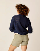 navy blue polo long sleeve sweater