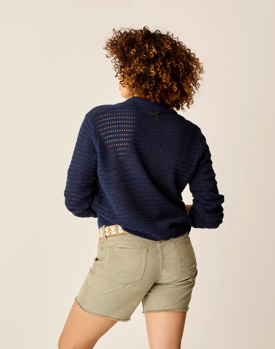 navy blue polo long sleeve sweater