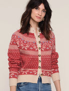 Red Fair Isle Button Up Cardigan