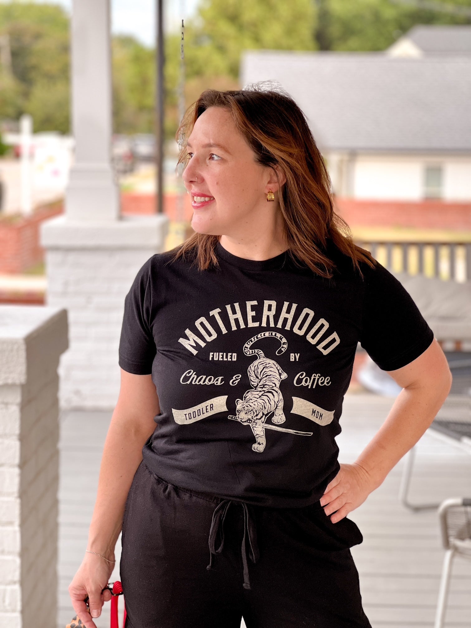 motherhood short sleeve black tee