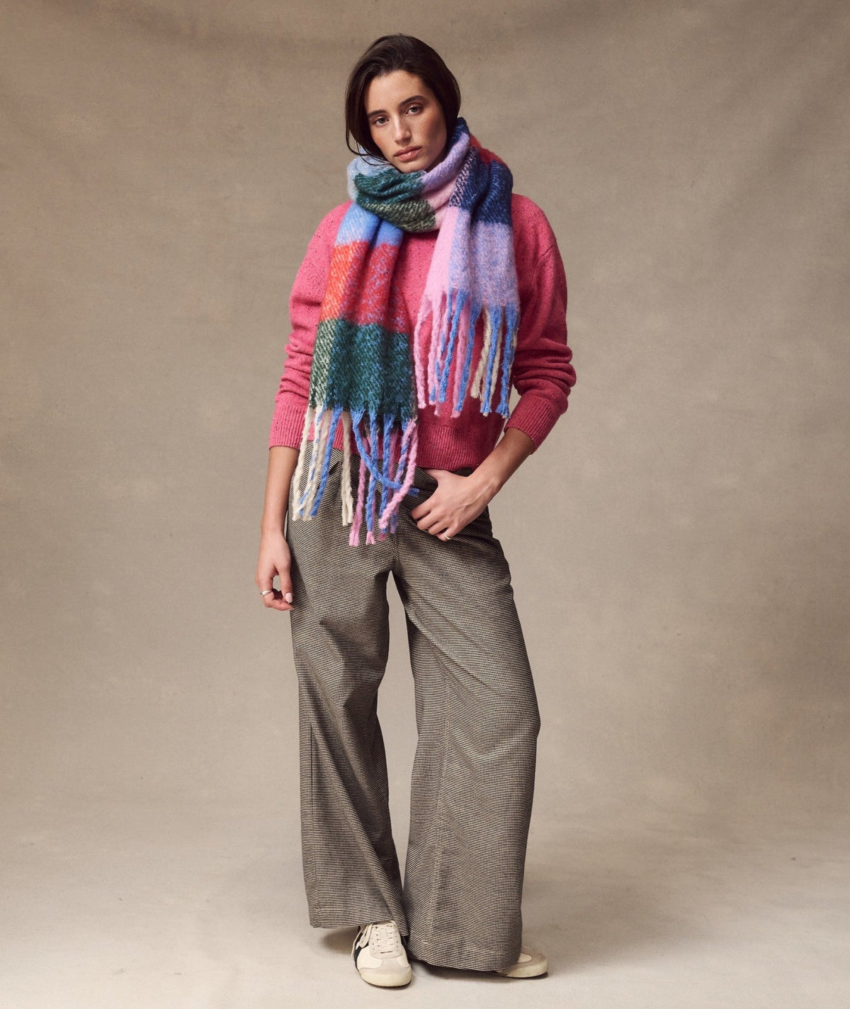 Rose & Lee Co Brushed Scarf, Multi Check by Marine Layer Accessories