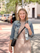 cropped denim jacket with raw hem